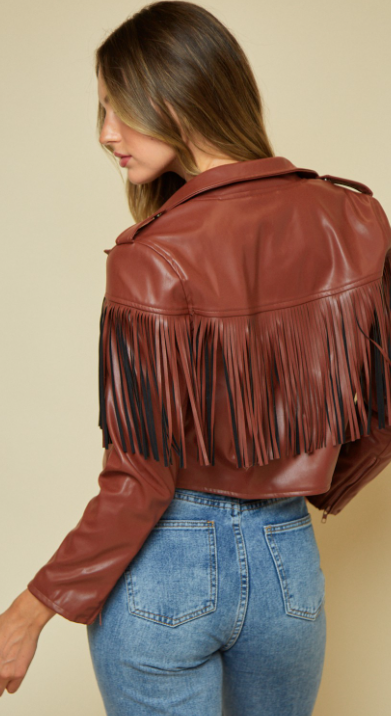 Francesca Fringe Vegan Leather Jacket