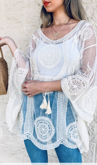 Maya Sheer Embroidered Top – Venus Rising